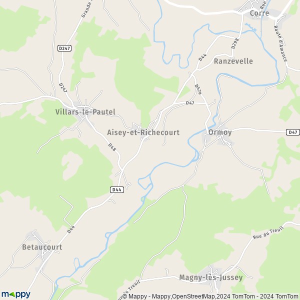 La carte pour la ville de Aisey-et-Richecourt 70500