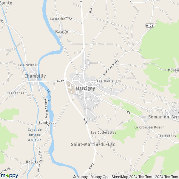 La carte pour la ville de Marcigny 71110