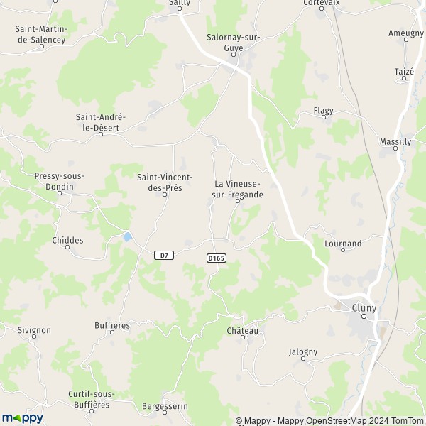 La carte pour la ville de Vitry-lès-Cluny, 71250 La Vineuse-sur-Fregande