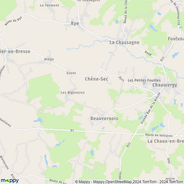 La carte pour la ville de Beauvernois 71270