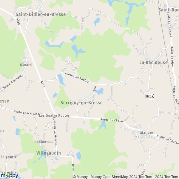 La carte pour la ville de Serrigny-en-Bresse 71310