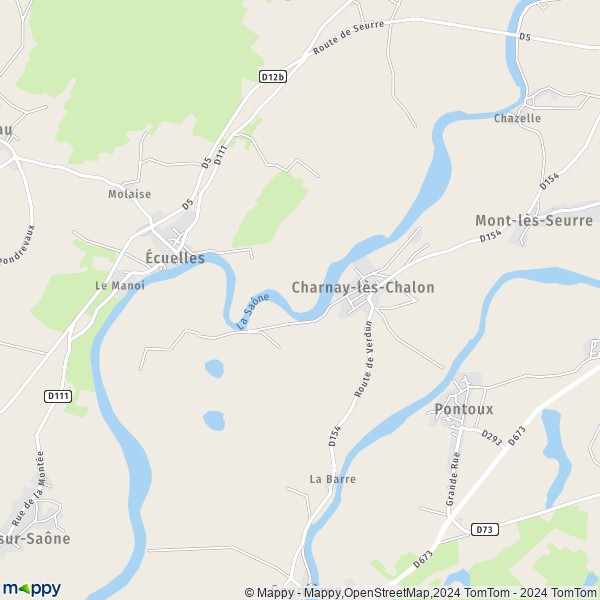 La carte pour la ville de Charnay-lès-Chalon 71350
