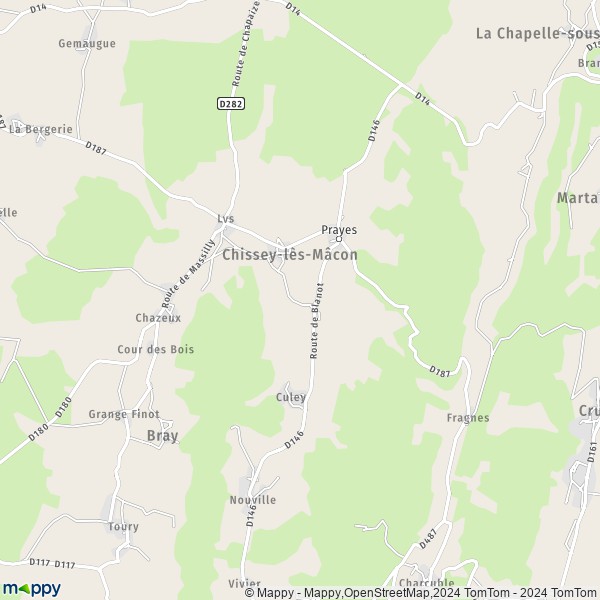 La carte pour la ville de Chissey-lès-Mâcon 71460