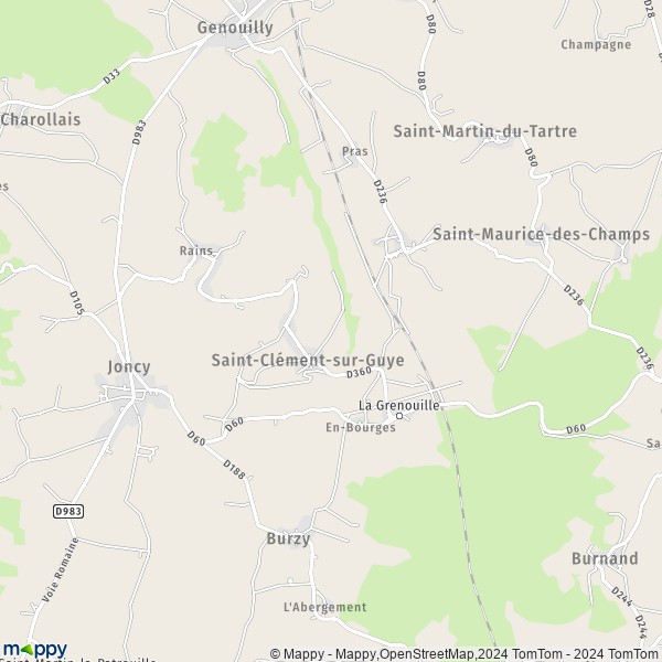 La carte pour la ville de Saint-Clément-sur-Guye 71460