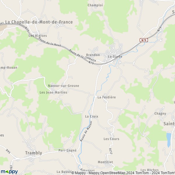 La carte pour la ville de Montagny-sur-Grosne, 71520 Navour-sur-Grosne