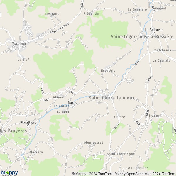La carte pour la ville de Saint-Pierre-le-Vieux 71520