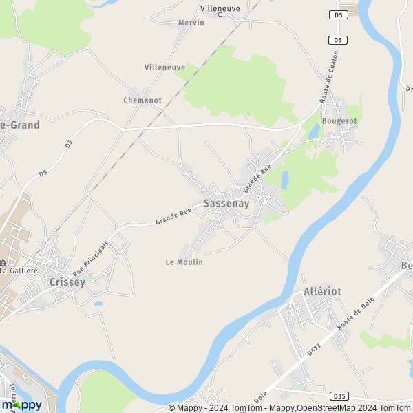 La carte pour la ville de Sassenay 71530