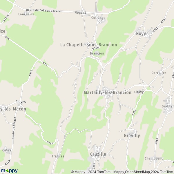La carte pour la ville de Martailly-lès-Brancion 71700
