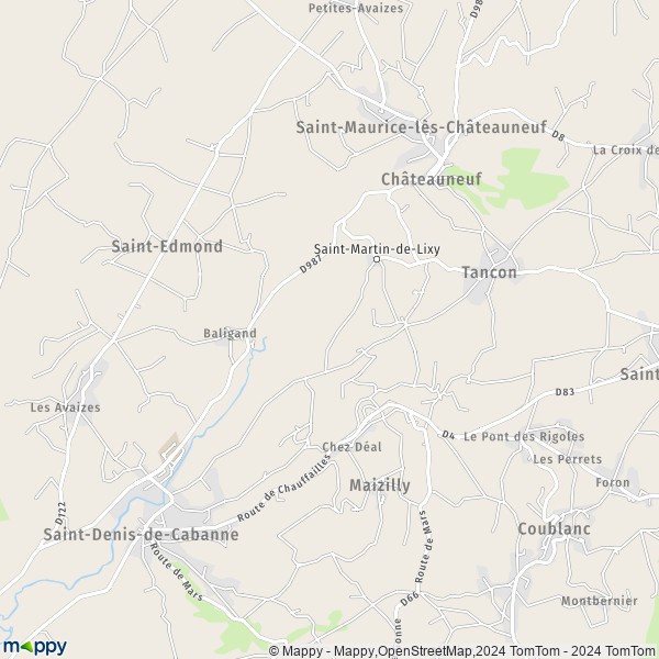 La carte pour la ville de Saint-Martin-de-Lixy 71740