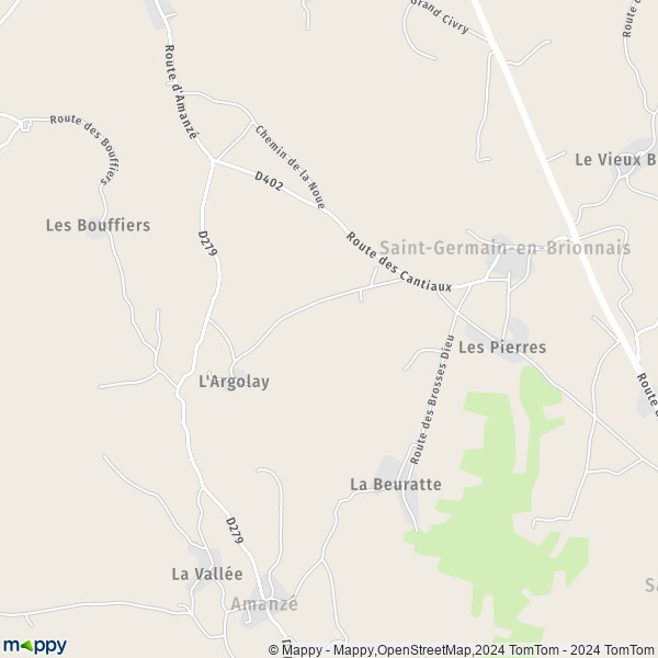La carte pour la ville de Saint-Germain-en-Brionnais 71800
