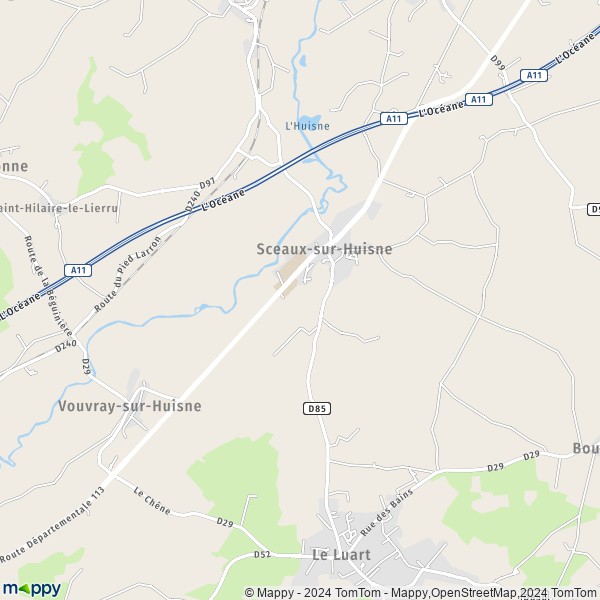 La carte pour la ville de Sceaux-sur-Huisne 72160