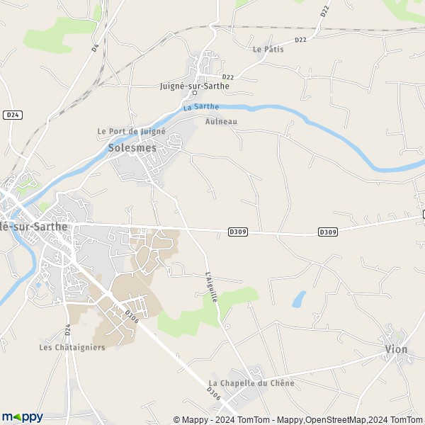 La carte pour la ville de Solesmes 72300
