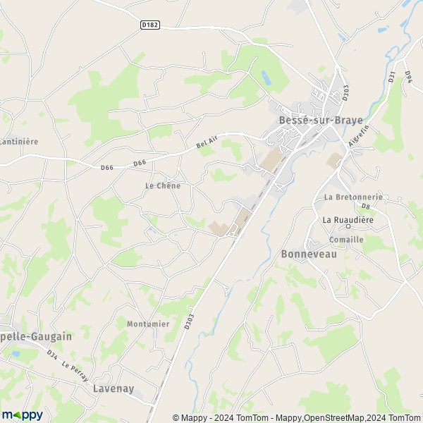 La carte pour la ville de Bessé-sur-Braye 72310