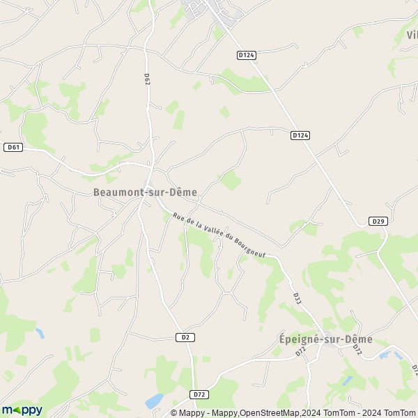 La carte pour la ville de Beaumont-sur-Dême 72340