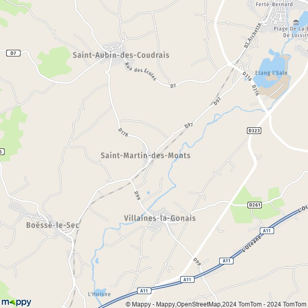La carte pour la ville de Saint-Martin-des-Monts 72400