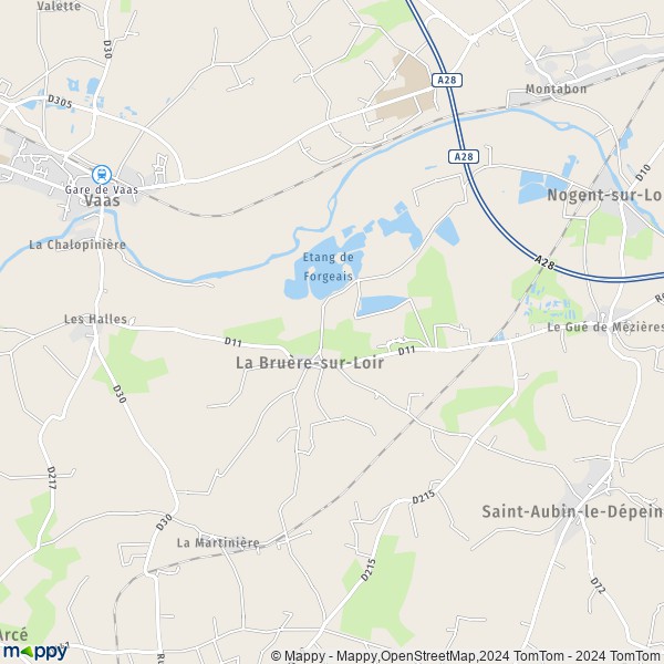 La carte pour la ville de La Bruère-sur-Loir 72500