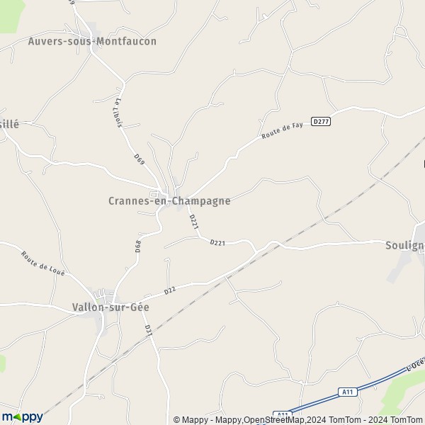 La carte pour la ville de Crannes-en-Champagne 72540