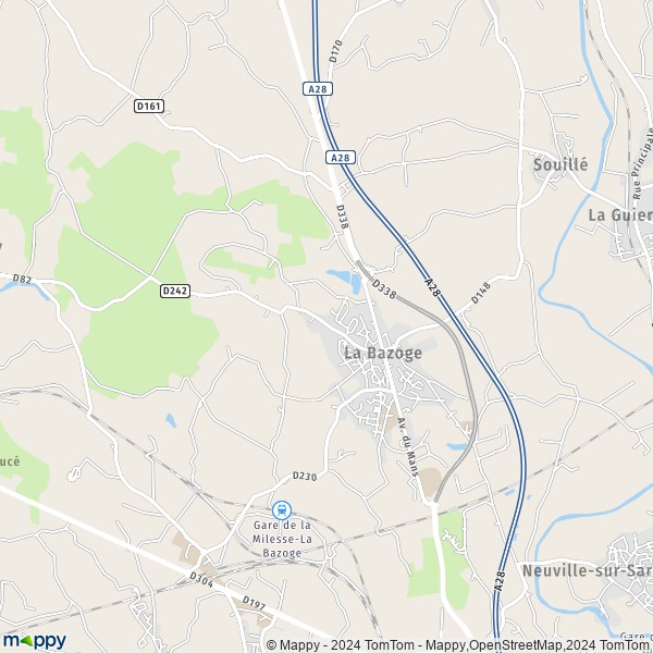 La carte pour la ville de La Bazoge 72650
