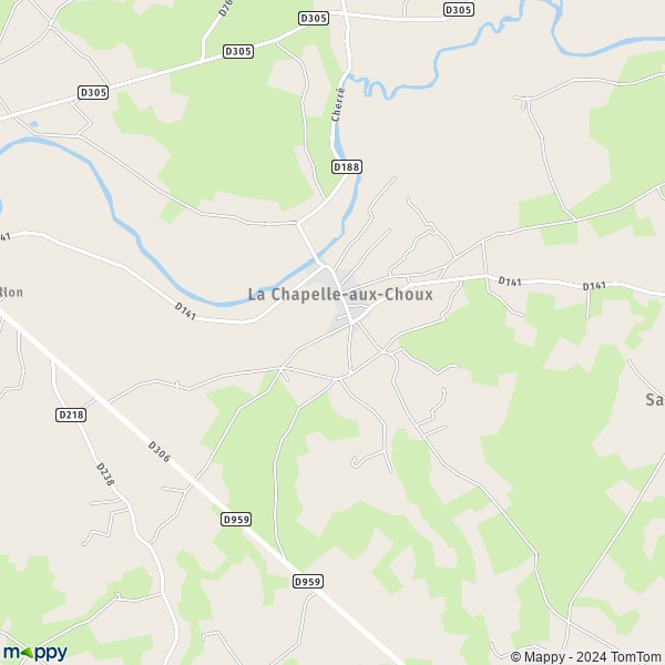 La carte pour la ville de La Chapelle-aux-Choux 72800