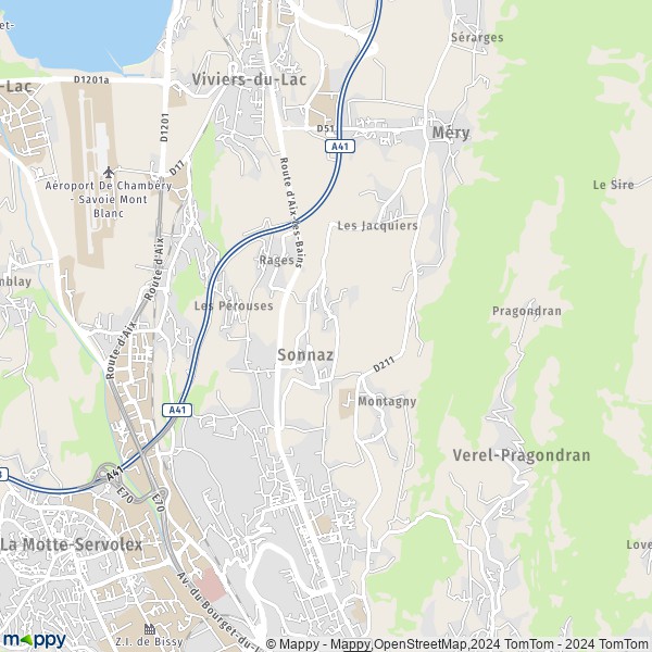 La carte pour la ville de Sonnaz 73000