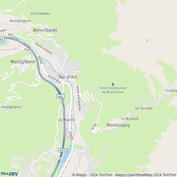 La carte pour la ville de Aiguebelle, 73220 Val-d'Arc