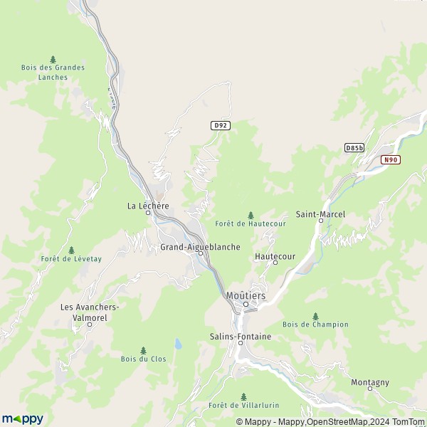 La carte pour la ville de Le Bois, 73260 Grand-Aigueblanche