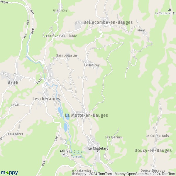 La carte pour la ville de La Motte-en-Bauges 73340