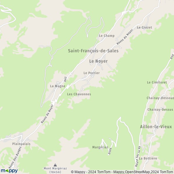 La carte pour la ville de Le Noyer 73340