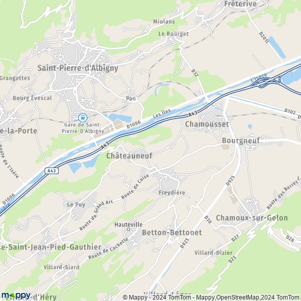 La carte pour la ville de Châteauneuf 73390