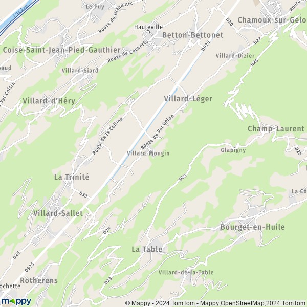 La carte pour la ville de Villard-Léger 73390