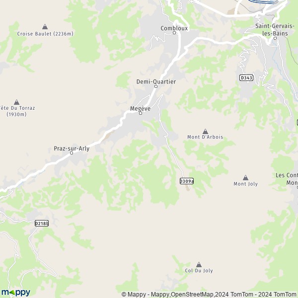 La carte pour la ville de Megève 74120