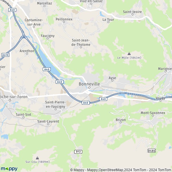 La carte pour la ville de Bonneville 74130