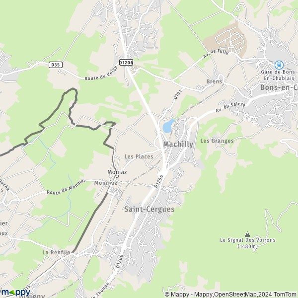 La carte pour la ville de Machilly 74140