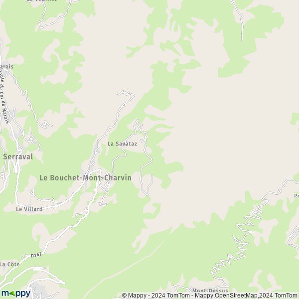 La carte pour la ville de Le Bouchet-Mont-Charvin 74230