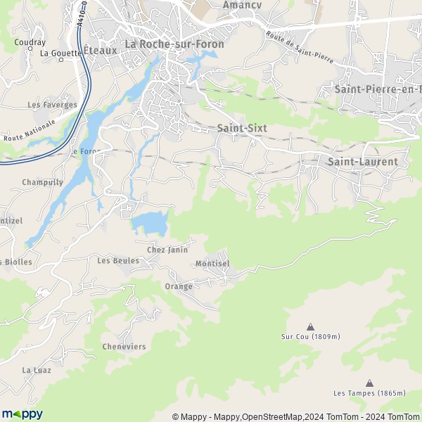La carte pour la ville de Saint-Sixt 74800