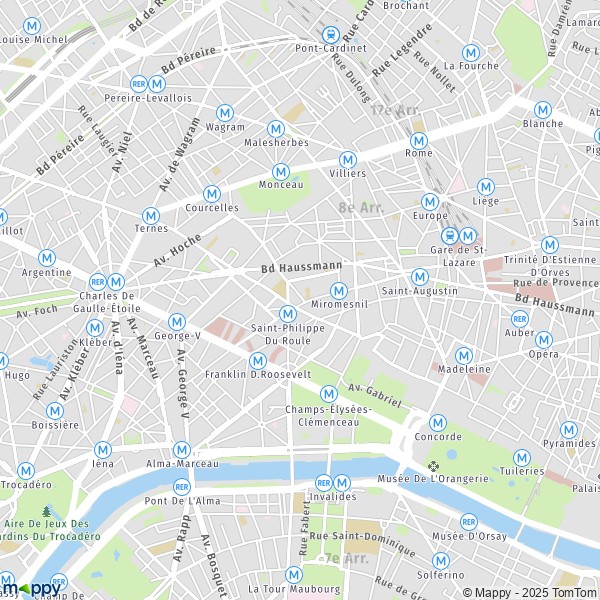 La carte pour la ville de 8e Arrondissement, Paris