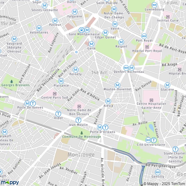 La carte pour la ville de 14e Arrondissement, Paris