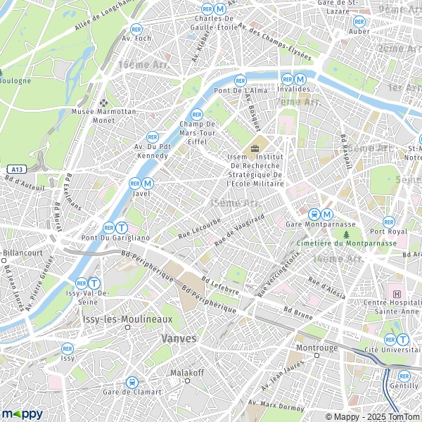 La carte pour la ville de 15e Arrondissement, Paris