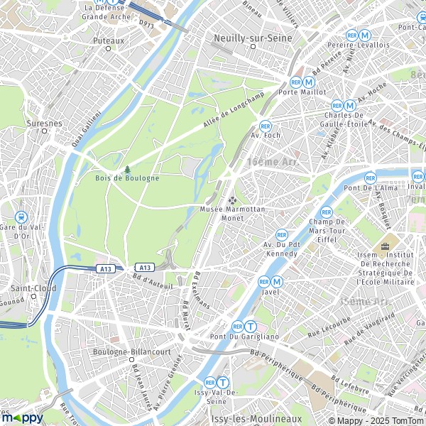 La carte pour la ville de 16e Arrondissement, Paris