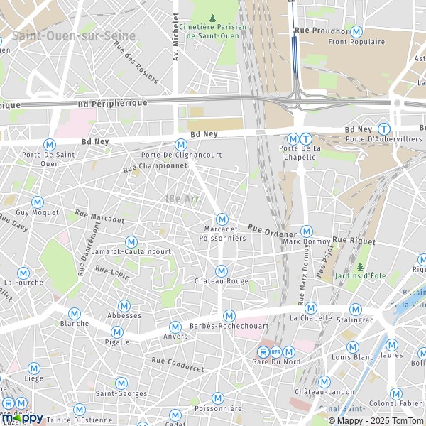 La carte pour la ville de 18e Arrondissement, Paris