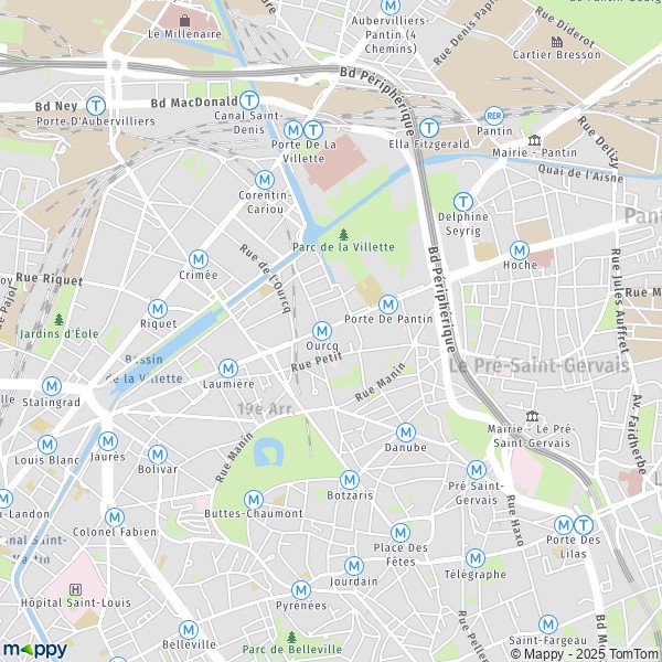 La carte pour la ville de 19e Arrondissement, Paris