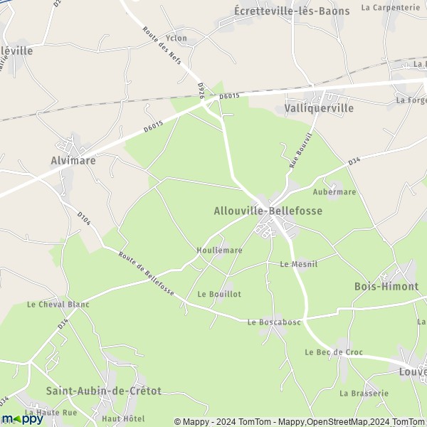 La carte pour la ville de Allouville-Bellefosse 76190