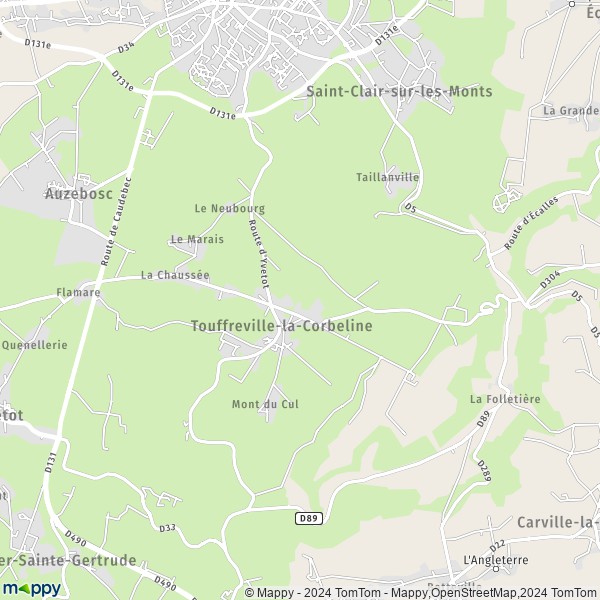 La carte pour la ville de Touffreville-la-Corbeline 76190