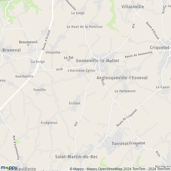 La carte pour la ville de Gonneville-la-Mallet 76280