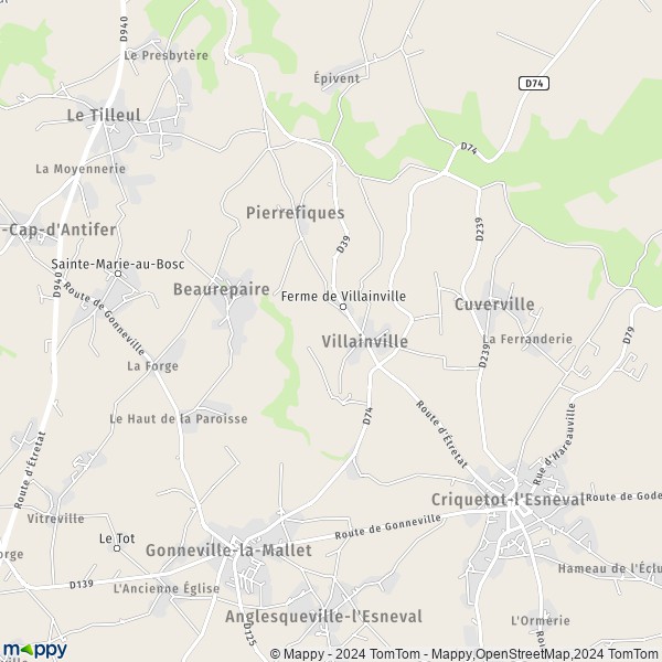 La carte pour la ville de Villainville 76280