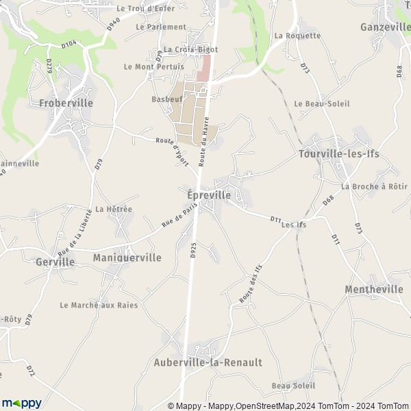 La carte pour la ville de Épreville 76400