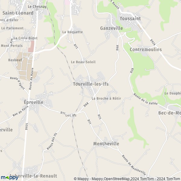 La carte pour la ville de Tourville-les-Ifs 76400