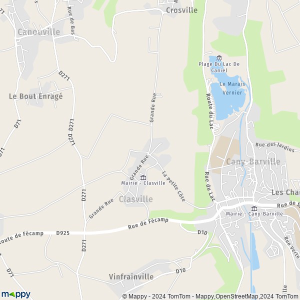 La carte pour la ville de Clasville 76450