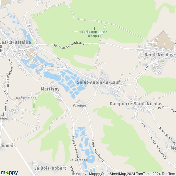 La carte pour la ville de Saint-Aubin-le-Cauf 76510