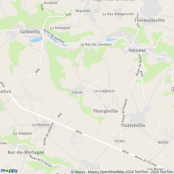 La carte pour la ville de Thiergeville 76540